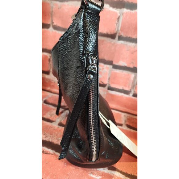 Over Earth Genuine leather Hobo Purse Shoulder Bag Crossbody Handbag BLACK NEW - Picture 3 of 10